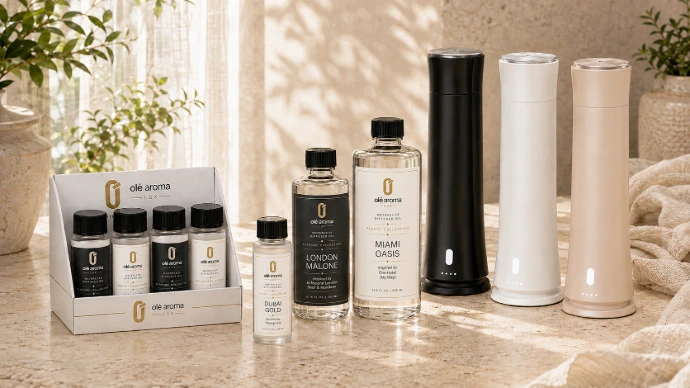 Olé Aroma LUX wholesale catalog featuring resort-inspired oils, perfume-inspired oils and waterless diffusers