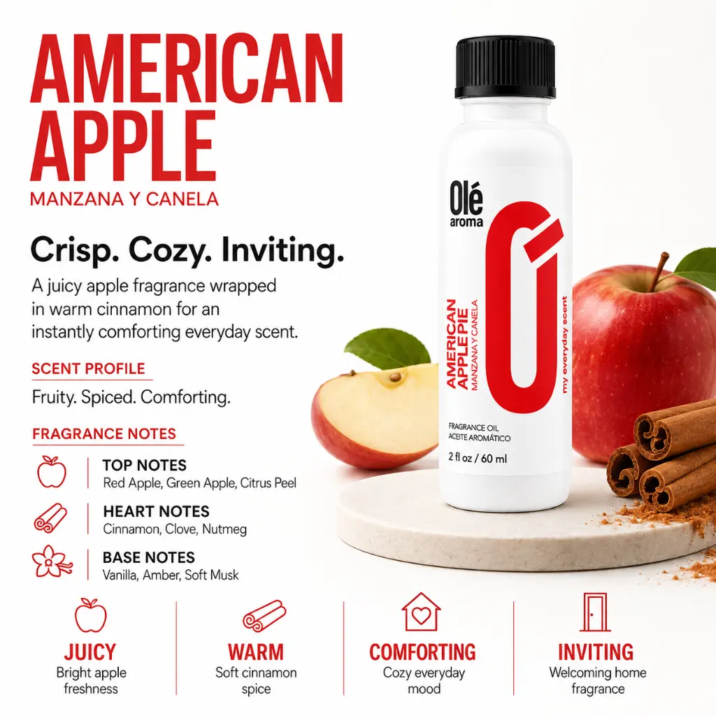 Ole Aroma American Apple Pie 2 oz fragrance oil with warm sweet baked apple and cinnamon