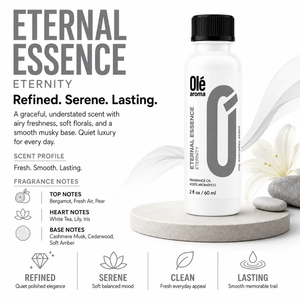 Ole Aroma Eternal Essence 2 oz fragrance oil with smooth sophisticated timeless and alluring personality