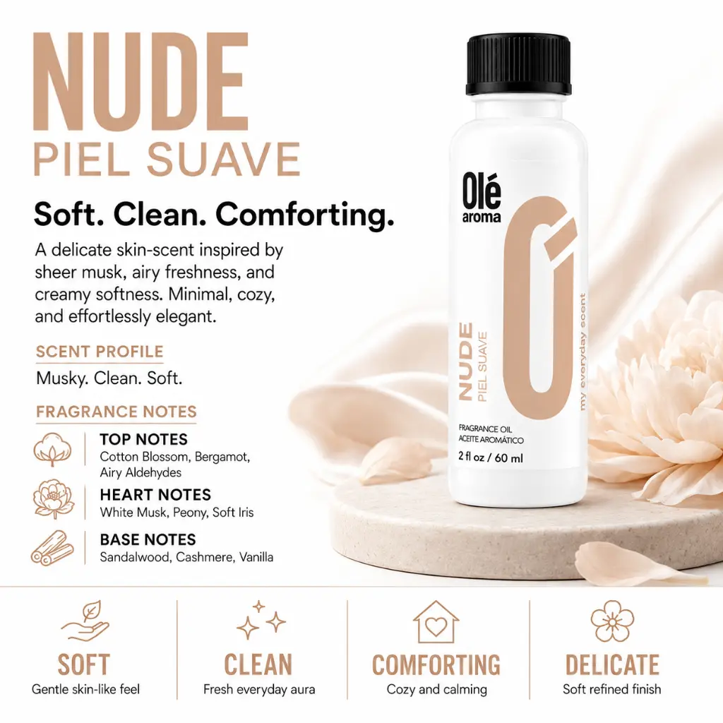 Ole Aroma Nude 2 oz fragrance oil with soft clean warm and sophisticated personality