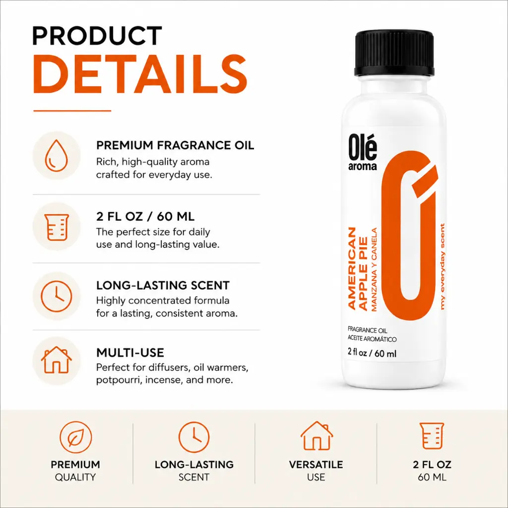 Ole Aroma American Apple Pie 2 oz fragrance oil product details and multi-use home fragrance applications