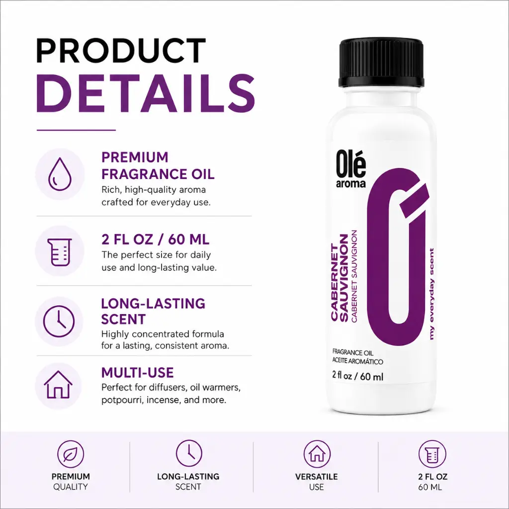 Ole Aroma Cabernet Sauvignon 2 oz fragrance oil product details and multi-use home fragrance applications