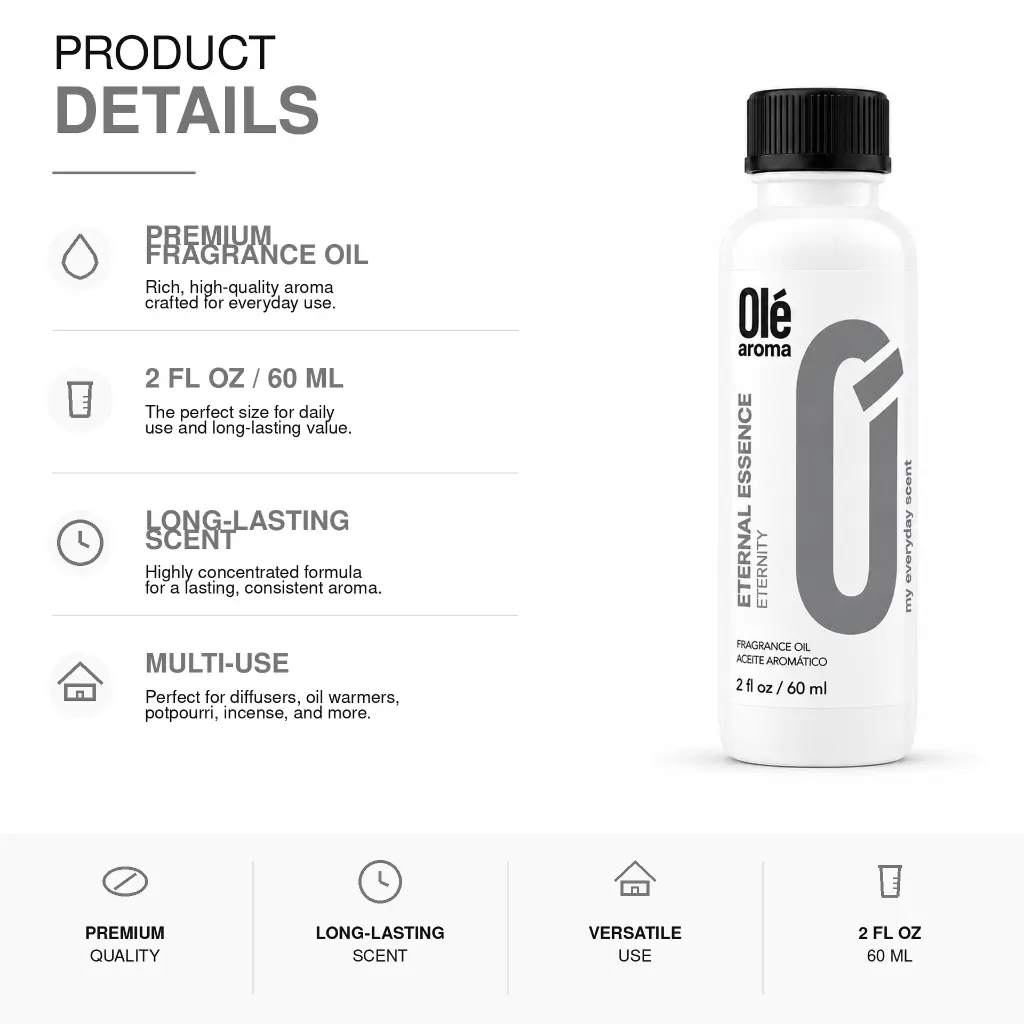 Ole Aroma Eternal Essence 2 oz fragrance oil product details and multi-use home fragrance applications