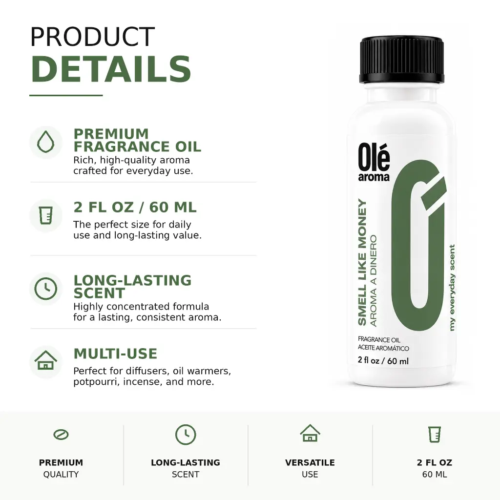 Ole Aroma Smells Like Money 2 oz fragrance oil product details and multi-use home fragrance applications