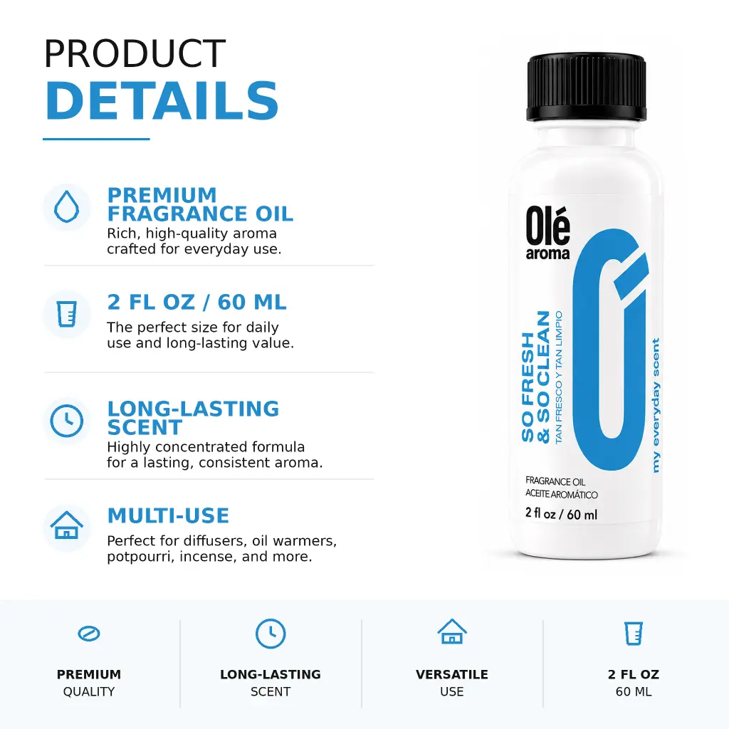 Ole Aroma So Fresh & So Clean 2 oz fragrance oil product details and multi-use home fragrance applications