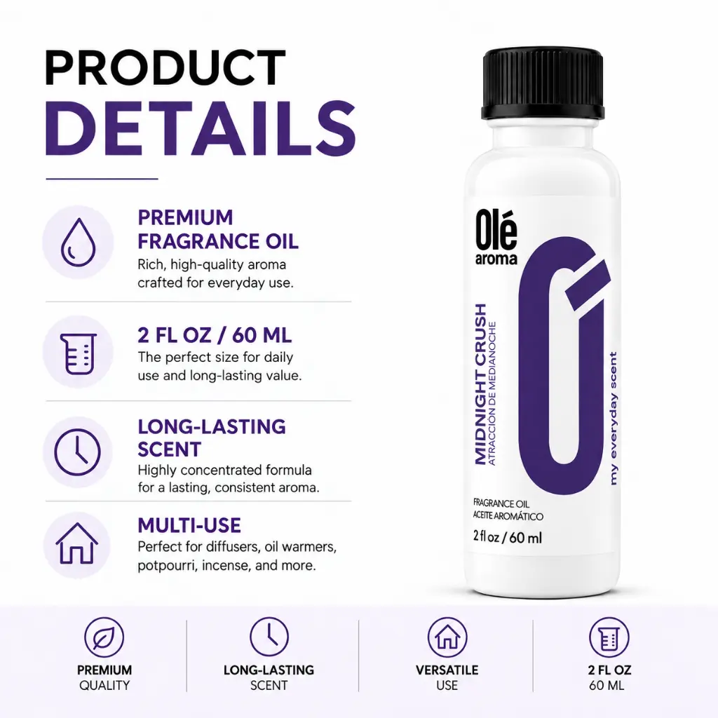 How to use Ole Aroma Midnight Crush 2 oz fragrance oil with oil warmers and ultrasonic diffusers