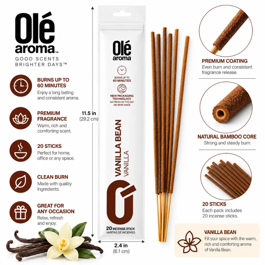 ole-aroma-vanilla-bean-incense-product-detail-20-sticks-60-minutes-burn.webp