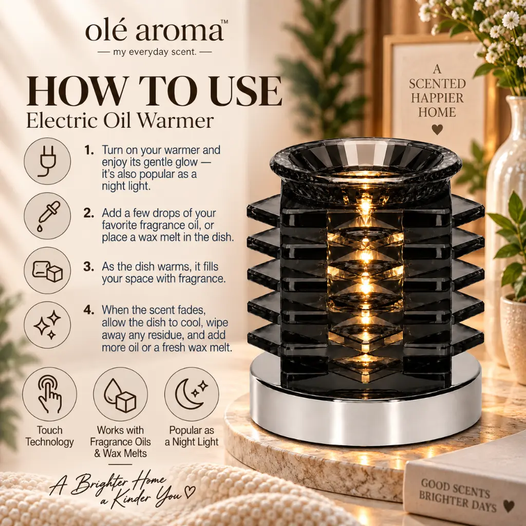 How to use Ole Aroma Nest Black electric touch oil warmer with fragrance oil