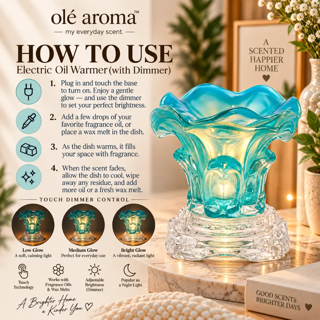 How to use Ole Aroma Lily Blue electric dimmer oil warmer with fragrance oil