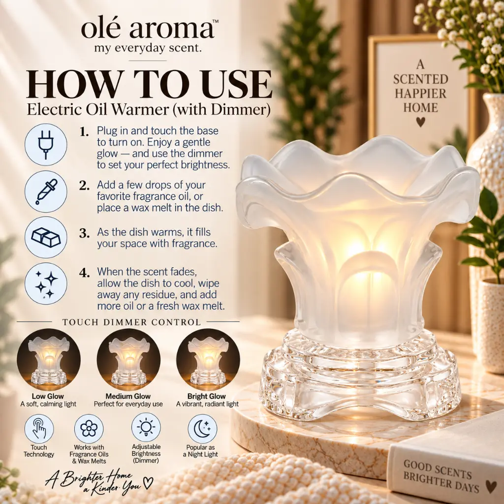 How to use Ole Aroma Lily White electric dimmer oil warmer with fragrance oil